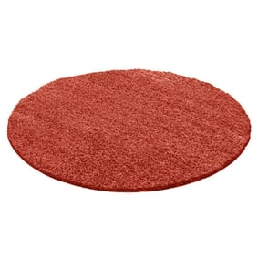 Rond Hoogpolig vloerkleed - Solid Rood - product