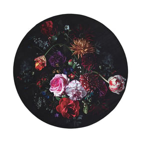 Rond bloemen vloerkleed - Florine Zwart/Roze - product