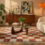 Checkerboard Rug - Blox Fringe Terracotta