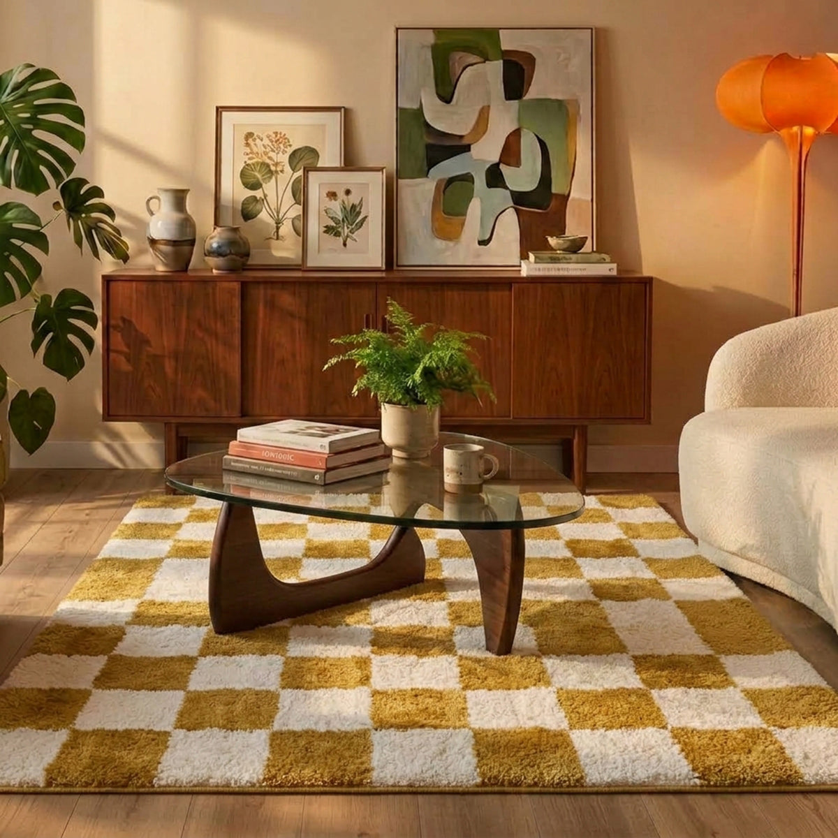 Checkerboard vloerkleed - Blox Okergeel