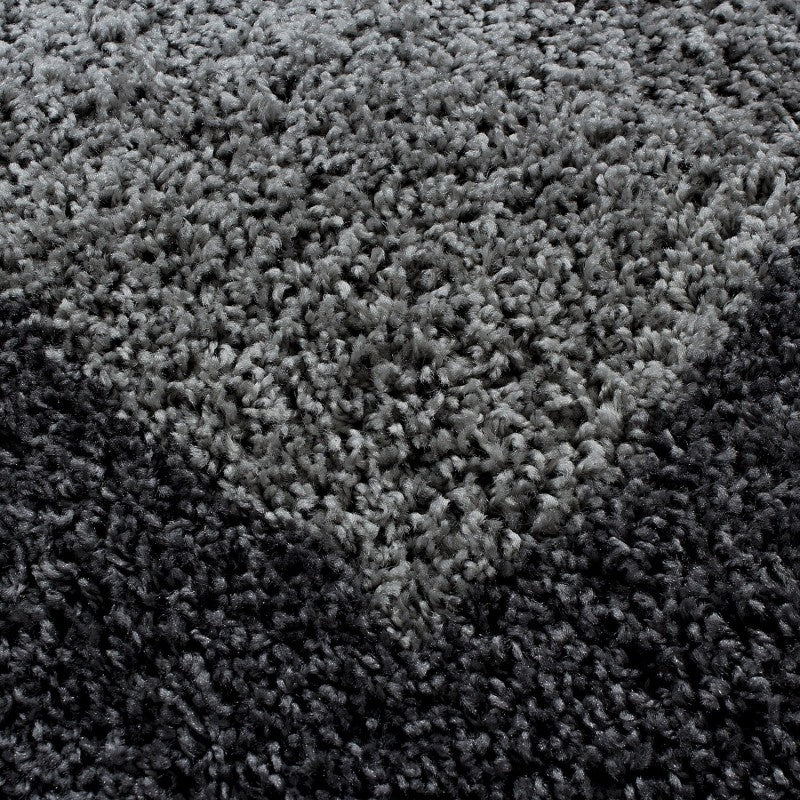 Round high-pile floor rug - Edge Grey