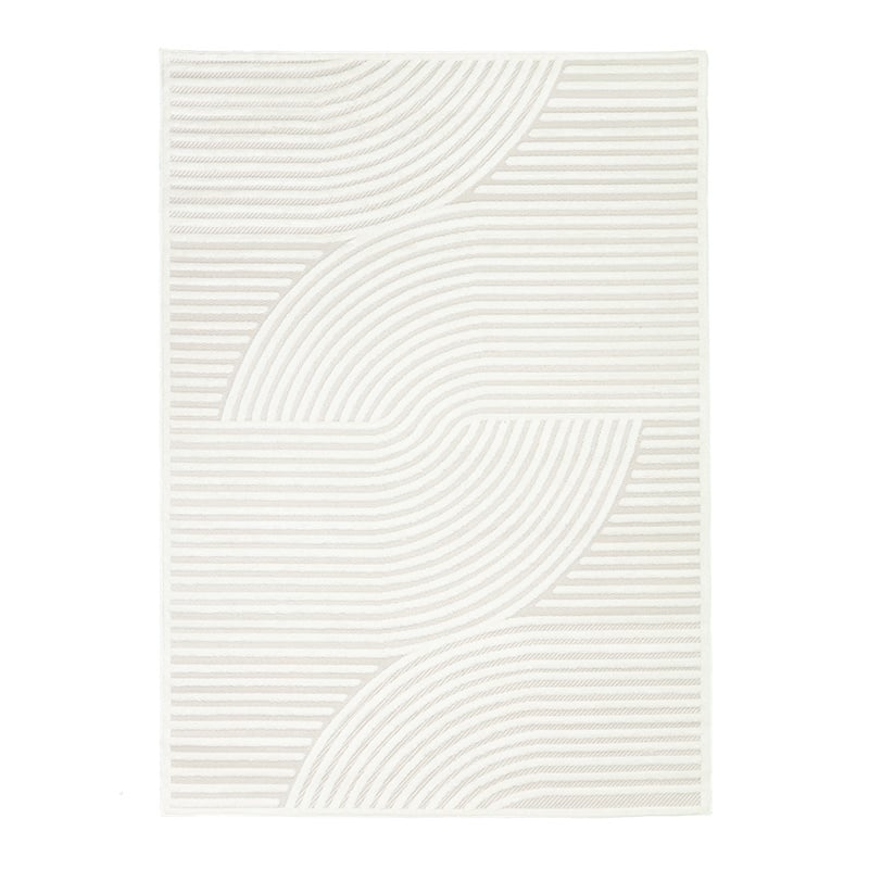 Modern binnen- en buitenkleed - Nori Curves Wit – Volero