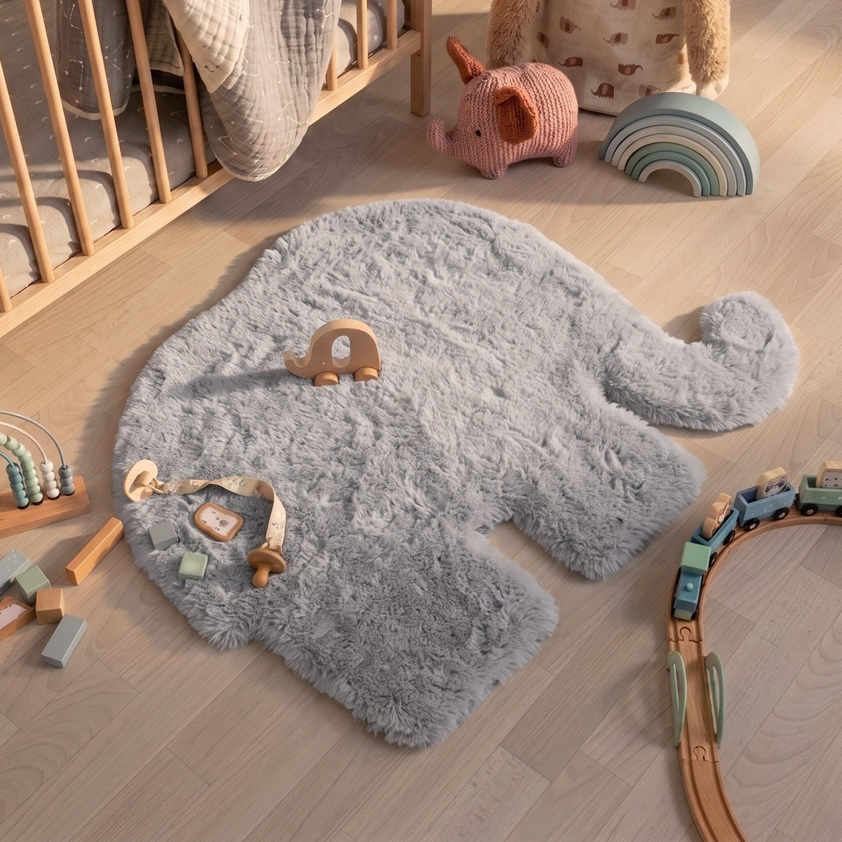 Kids Rug - Huggy Elephant Grey