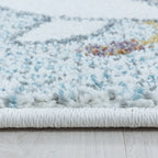 Round children's floor rug - Lucy Giraffe Blue
