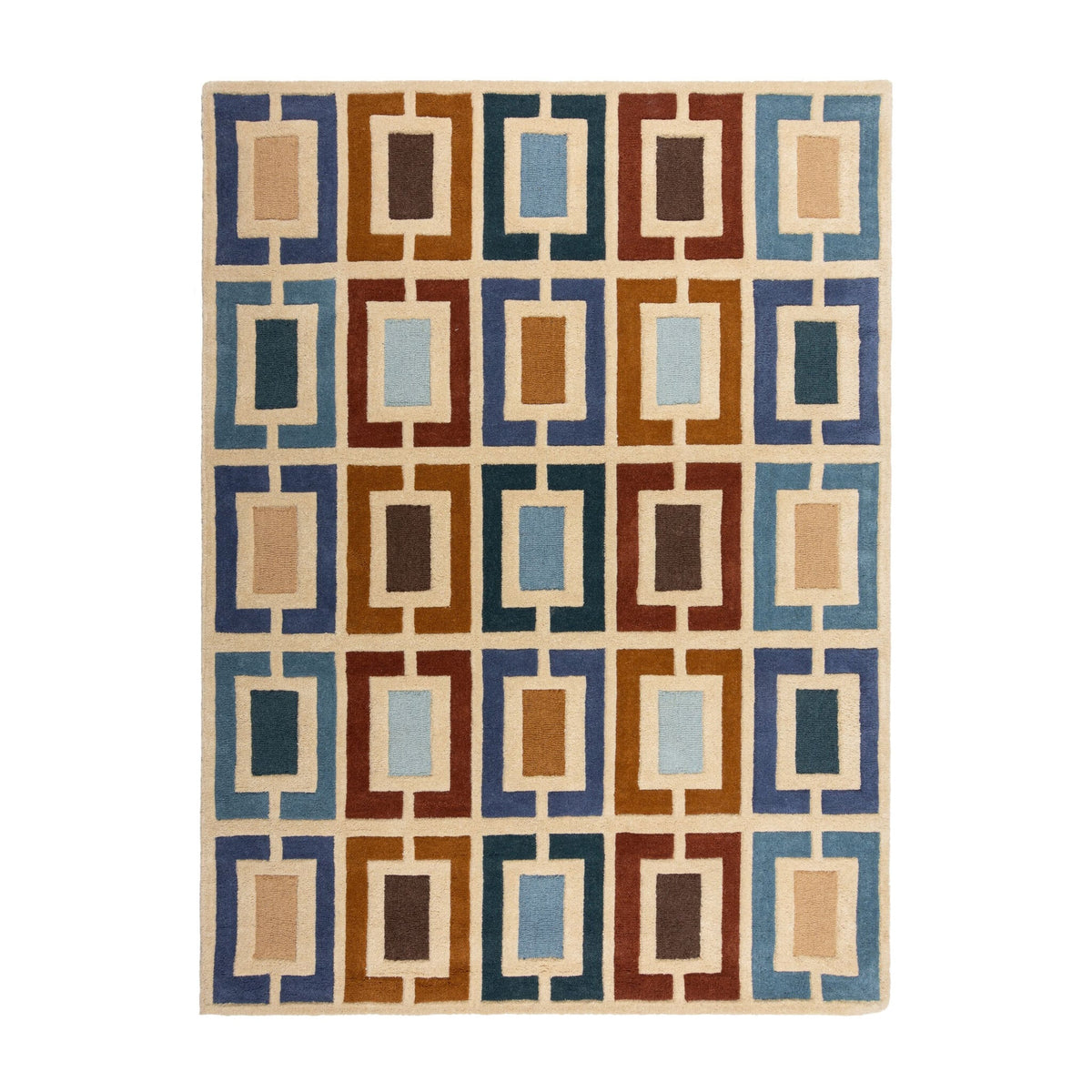 Retro floor rug - Ryano Blocks Blue/Multicolor