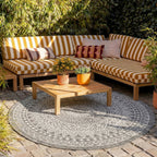 Round Outdoor Rug - Summer Azteca Grey