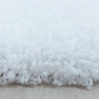 Round high-pile floor rug - Softy White