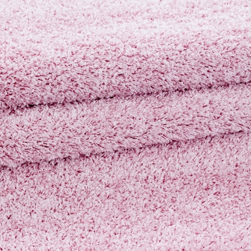 Round High-Pile Floor Rug - Life Pink