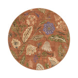 Round washable rug - Misty Flowers Terracotta