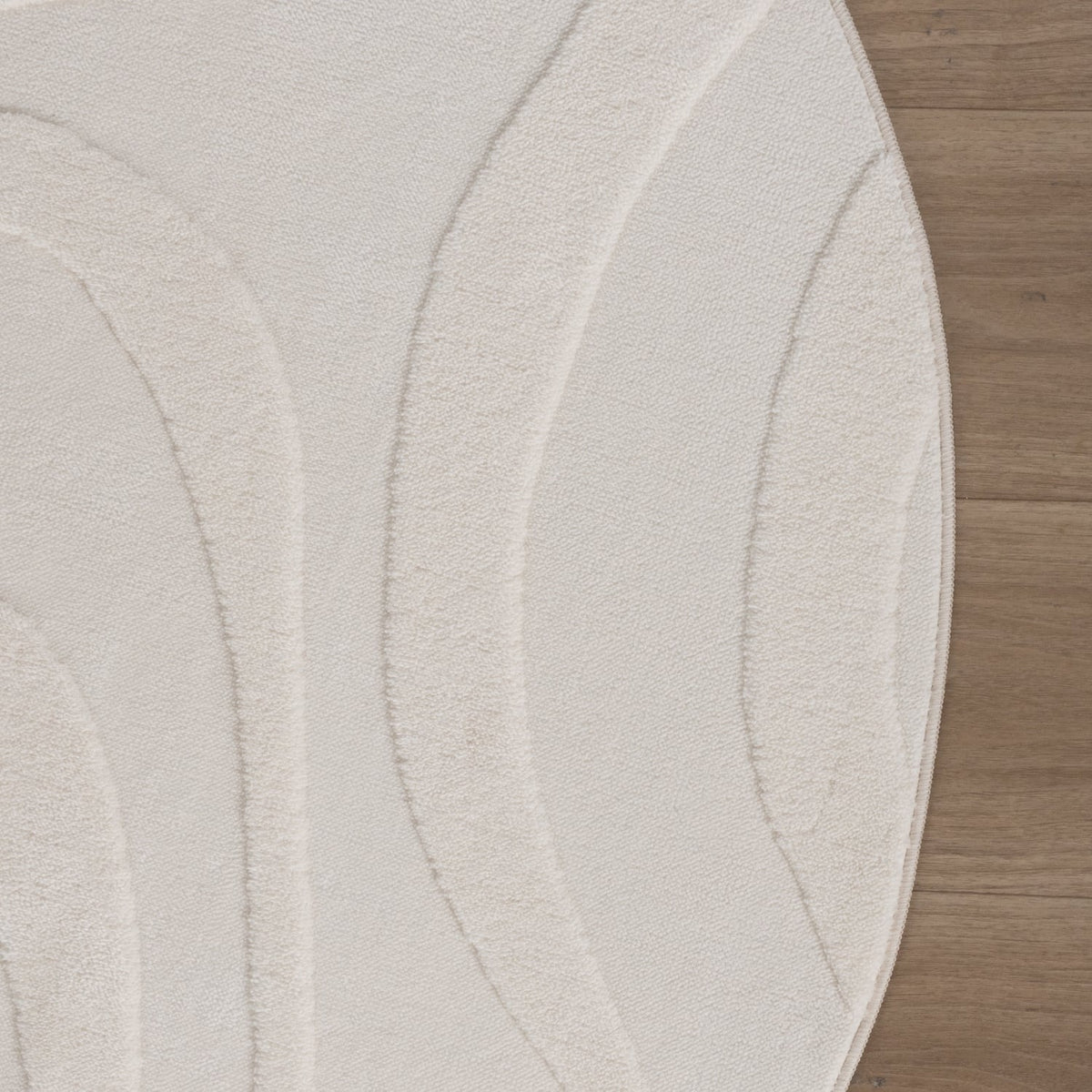 Round Scandinavian Rug - Charm Shapes White