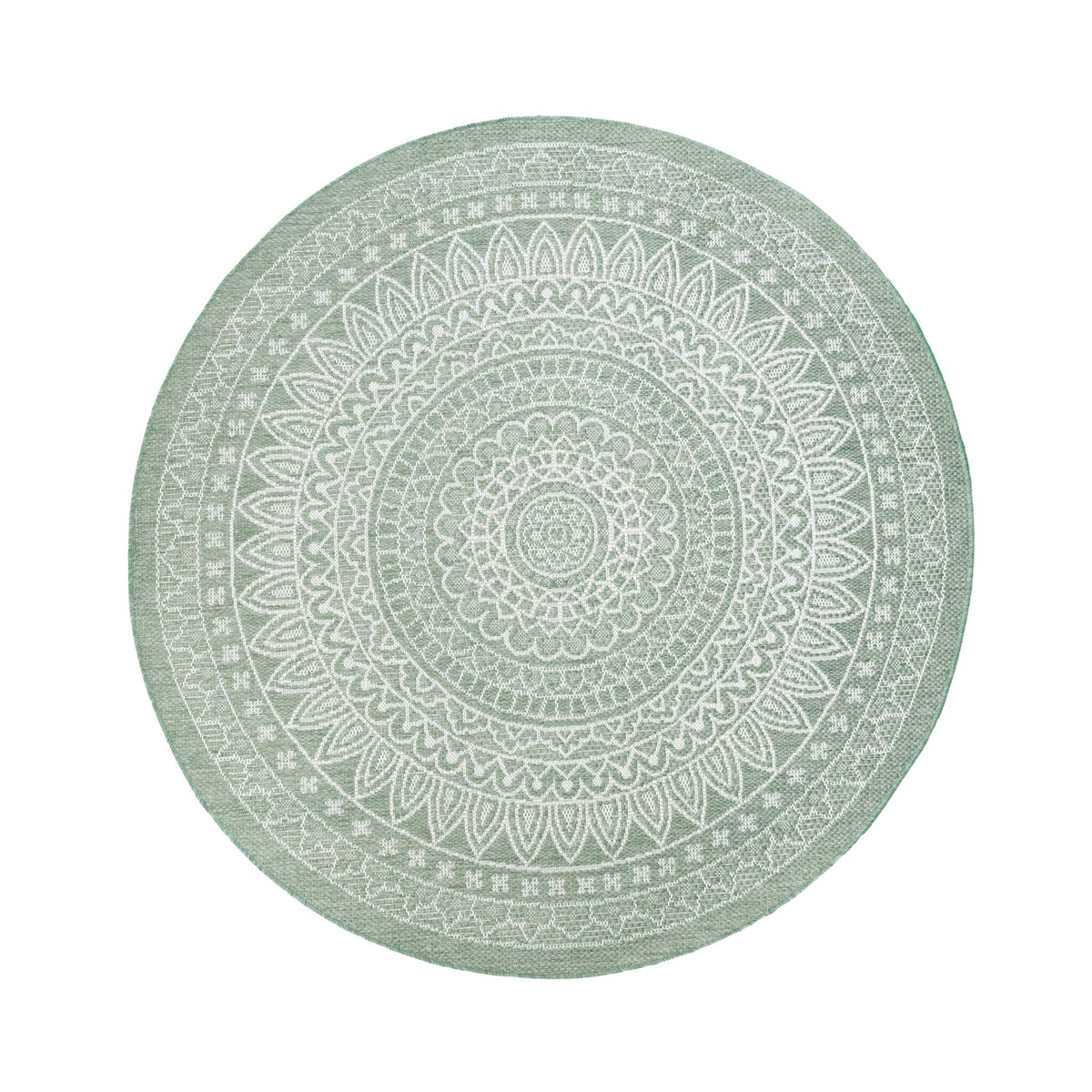 Round Outdoor Rug - Summer Azteca Green