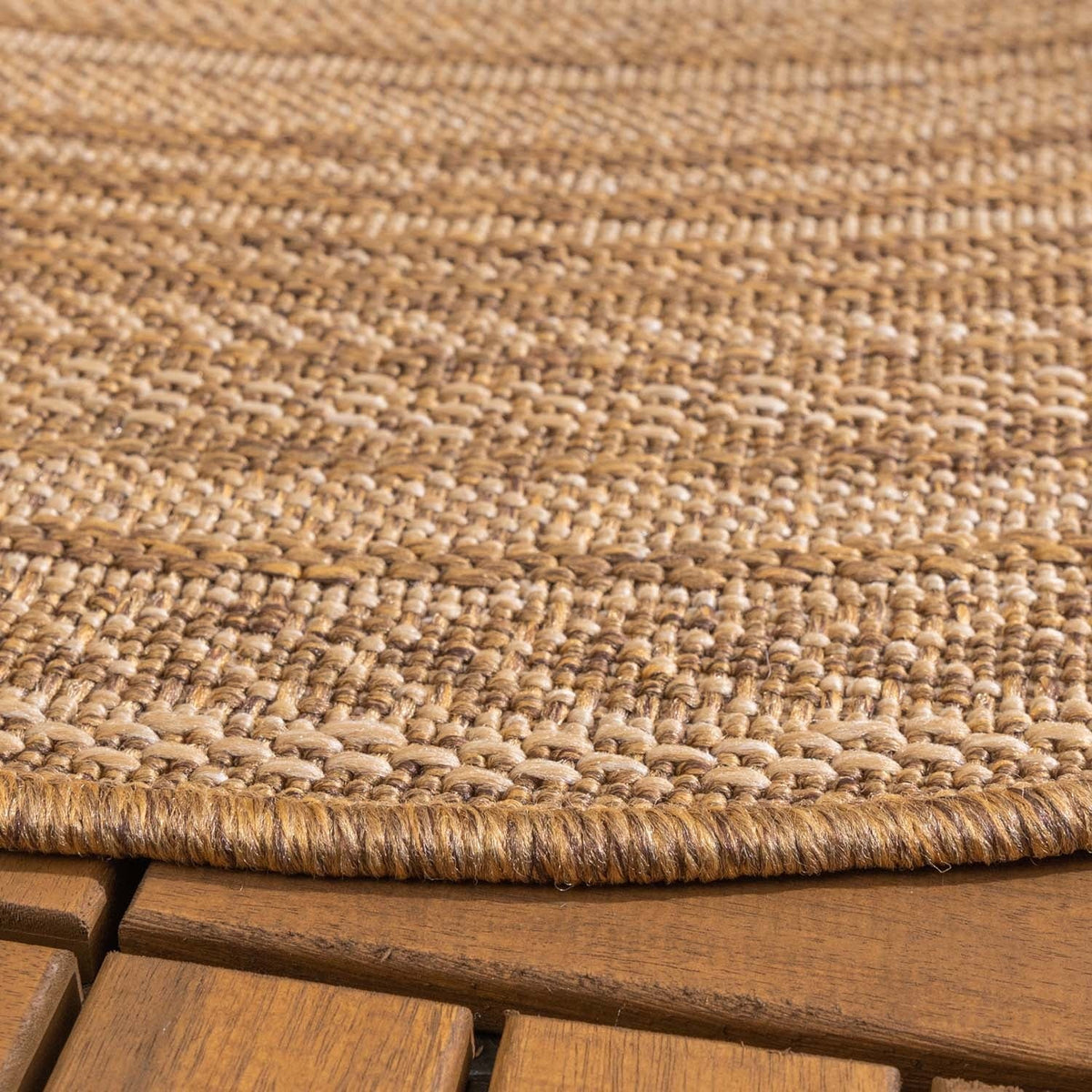 Round Jute Outdoor Rug - Mavi Stripes Cream/Brown