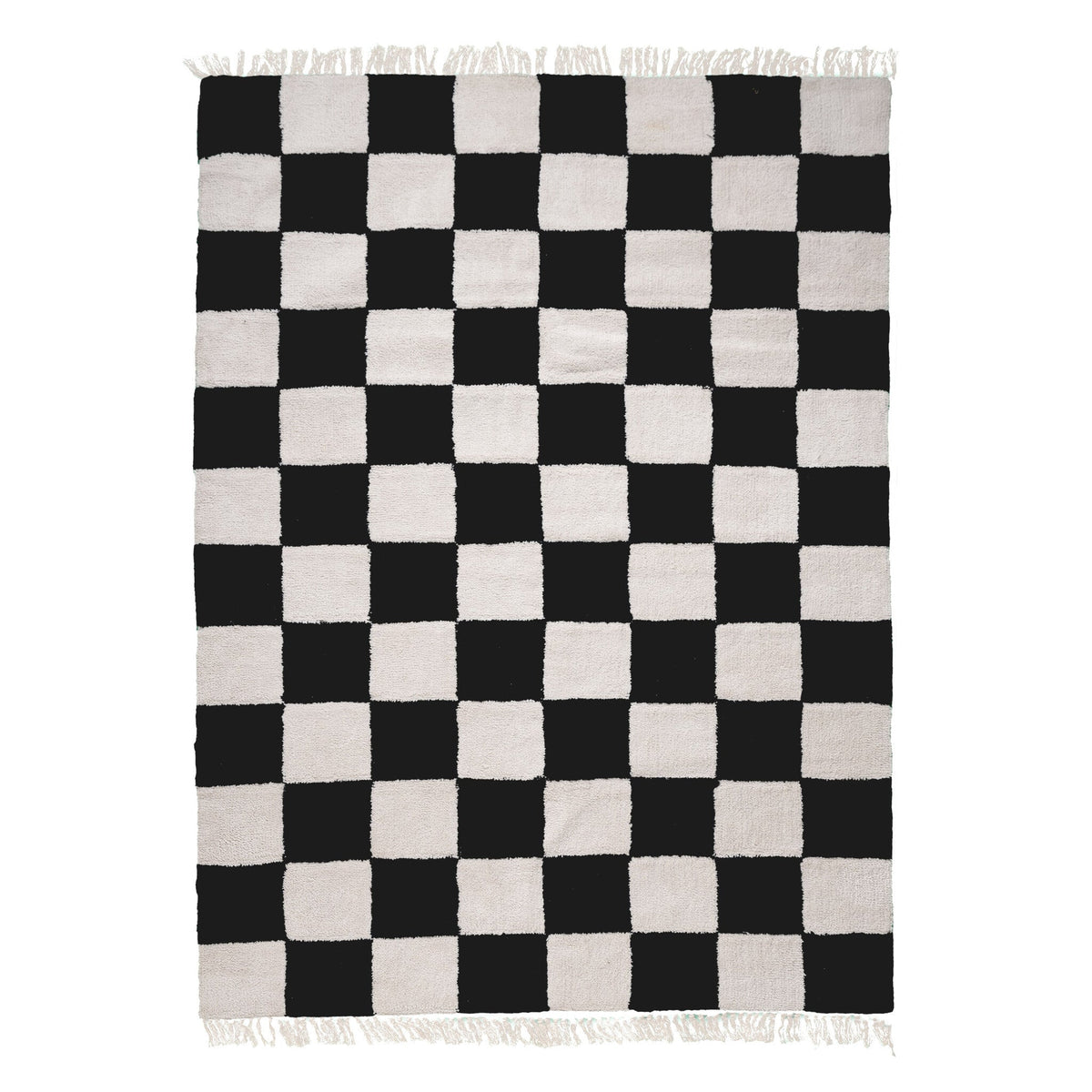 Checkerboard Rug - Blox Fringe Black