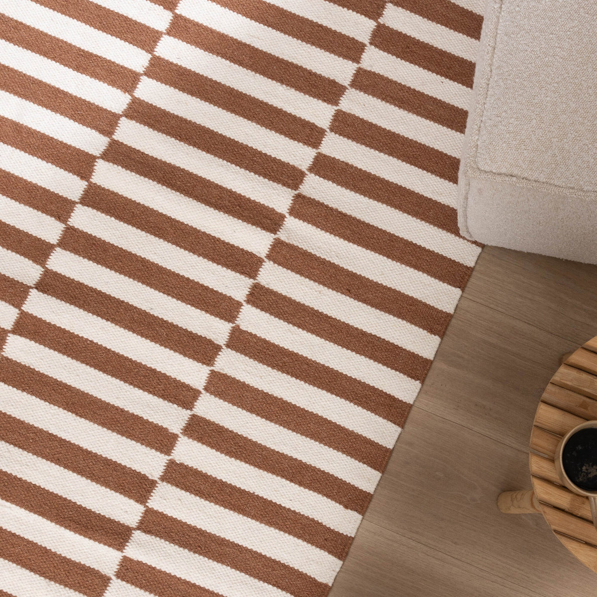 Striped Modern Rug - Dazzle Blocks Brown/White