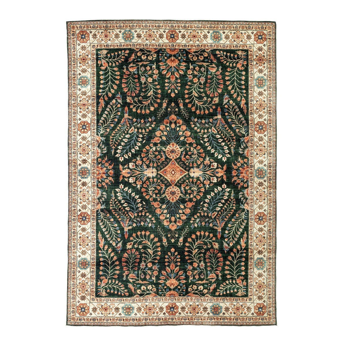Vintage Outdoor Rug - Santo Flora Dark Green