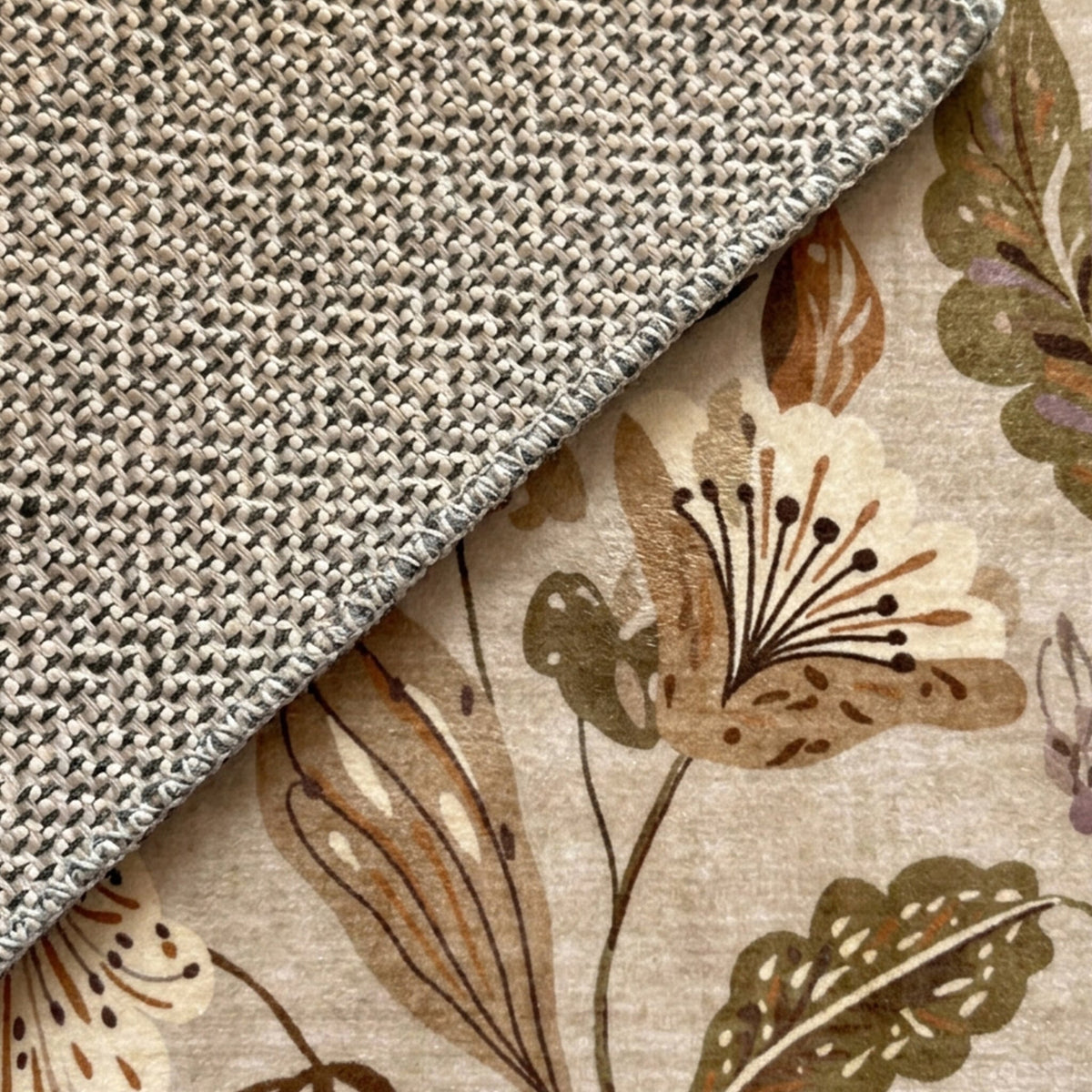 Round washable rug - Misty Flowers Cream