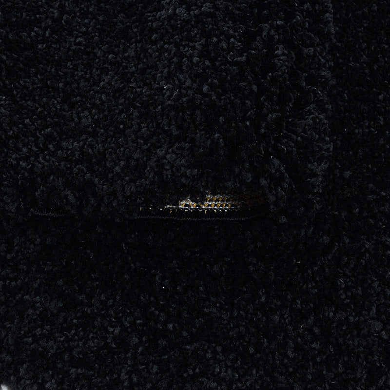 Round high-pile floor rug - Softy Black