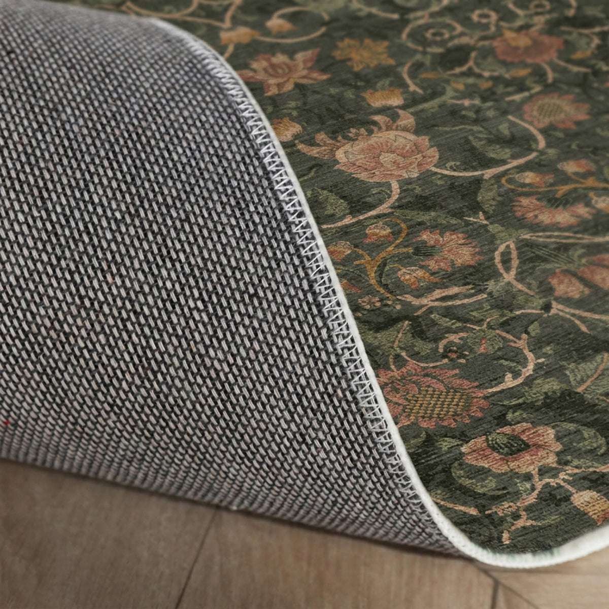 Floral rug – Rosie Dark Green