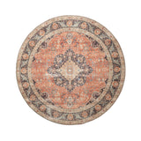 Round Indoor Outdoor Rug - Kairo Medallion Terra/Dark Blue