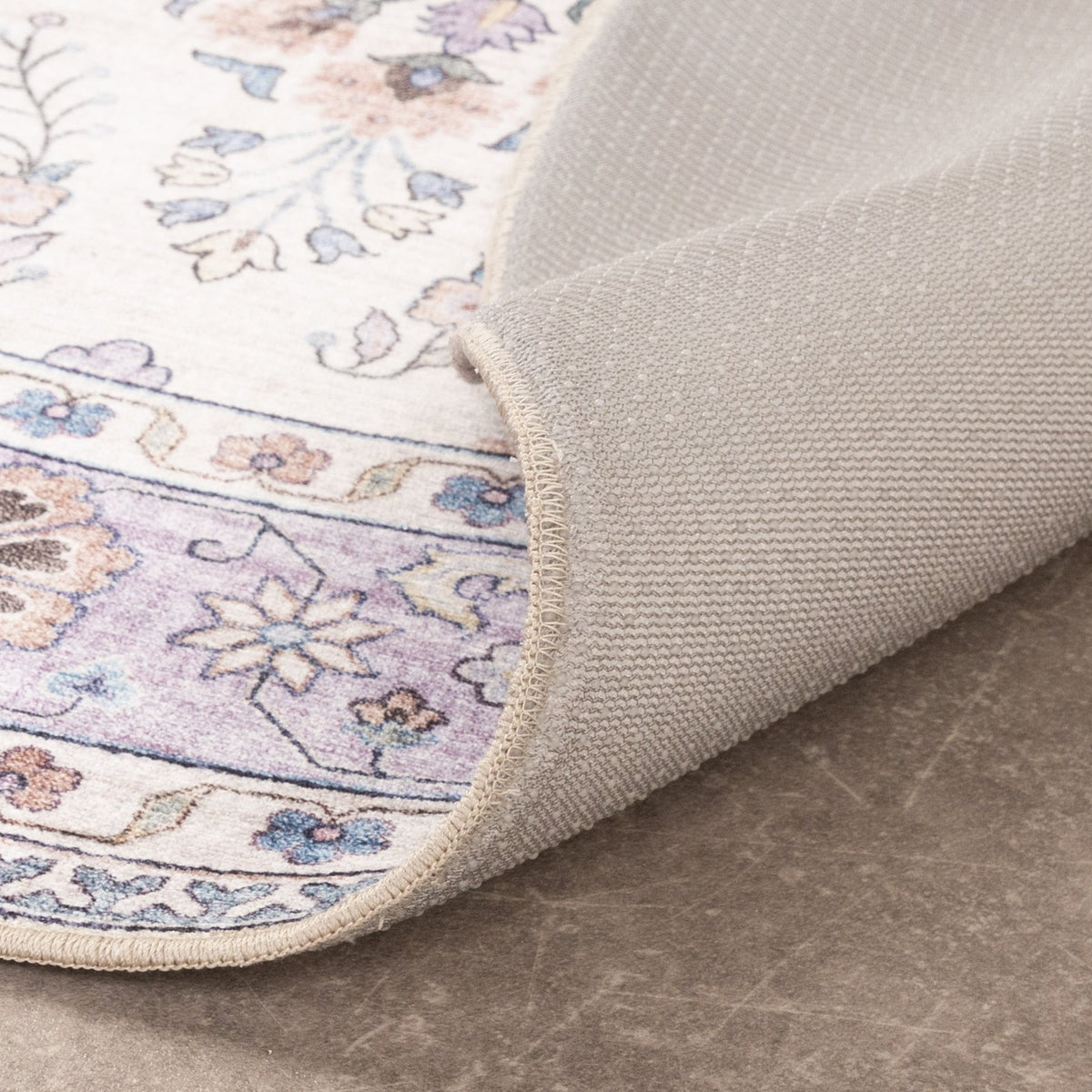 Round Vintage Outdoor Rug - Santo Flora White