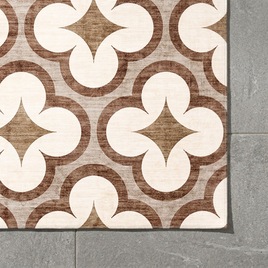 Geometrisch buitenkleed – Mozaïek Klaver Terracotta