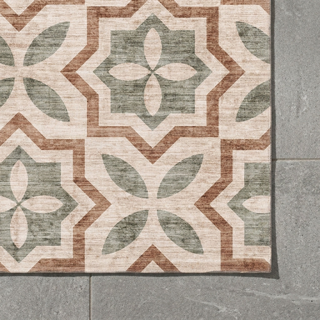 Geometrisch buitenkleed - Mosaic Medina Groen