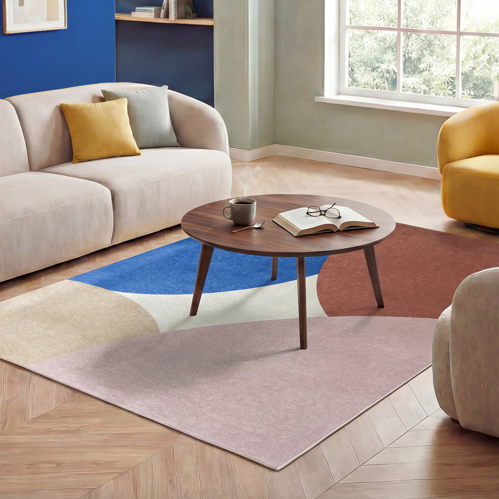 Geometrisch vloerkleed - Swing Circles Blauw/Roze