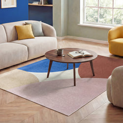 Geometrisch vloerkleed - Swing Circles Blauw/Roze