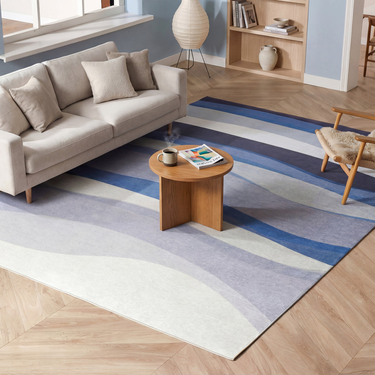 Geometric Rug – Swing Waves Blue
