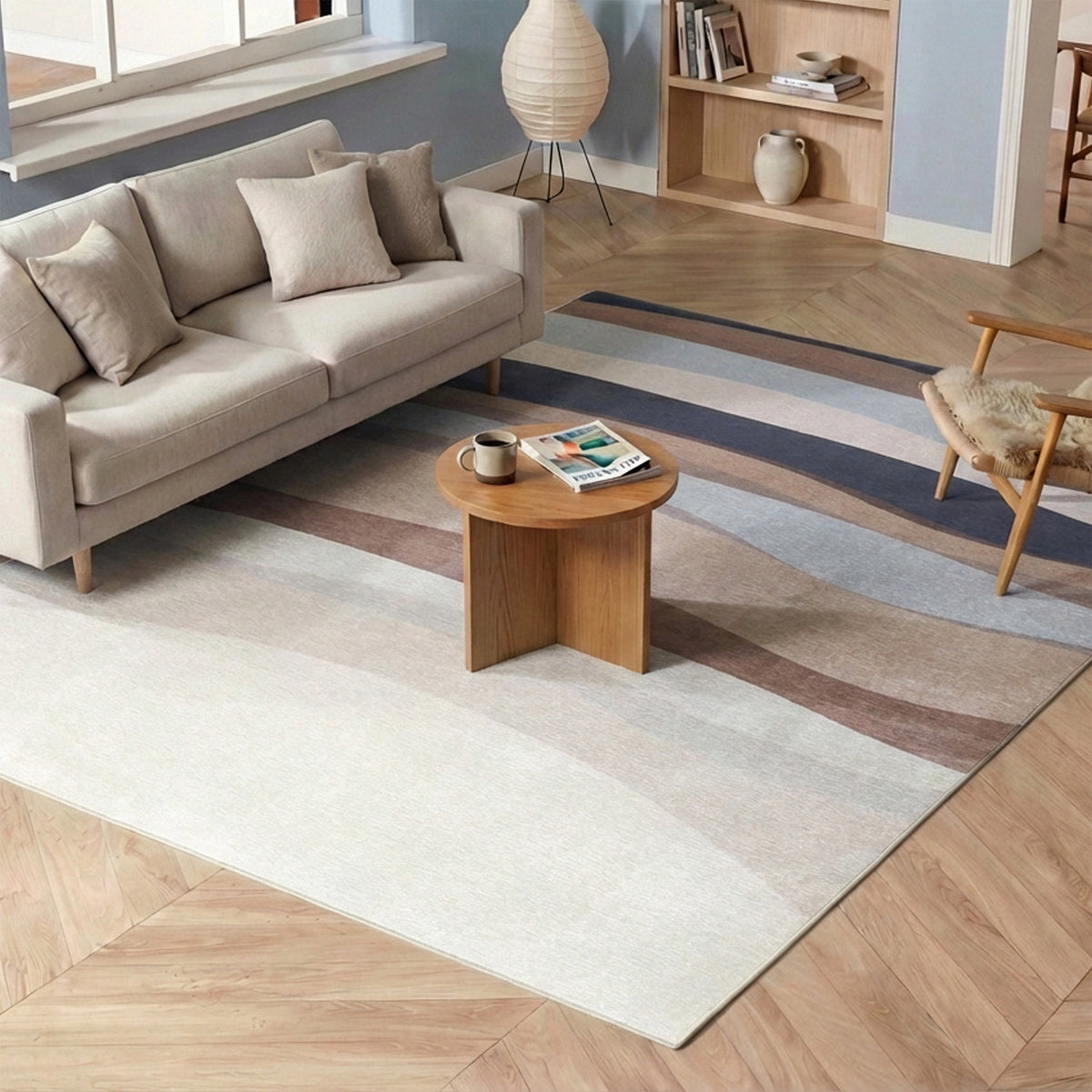 Geometric Rug – Swing Waves Blue/Brown