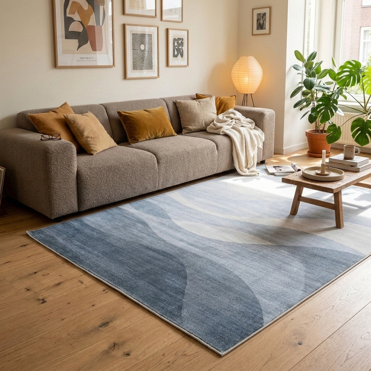 Tapis moderne - Field Bleu/Gris