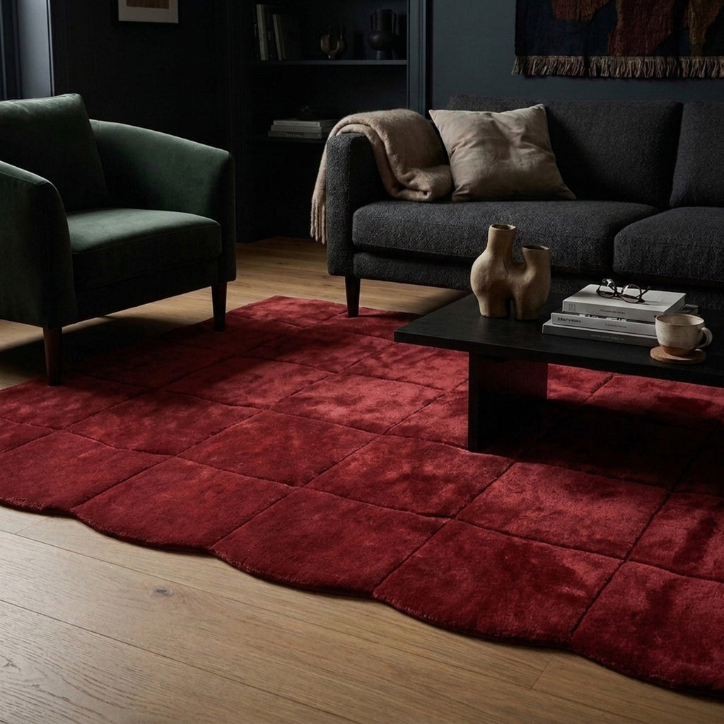 Organic rug - Chester Blocks Red