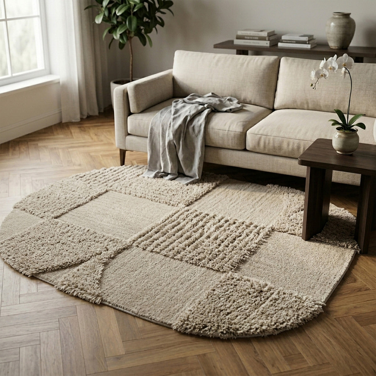 Organisch vloerkleed - Odette Shapes Taupe