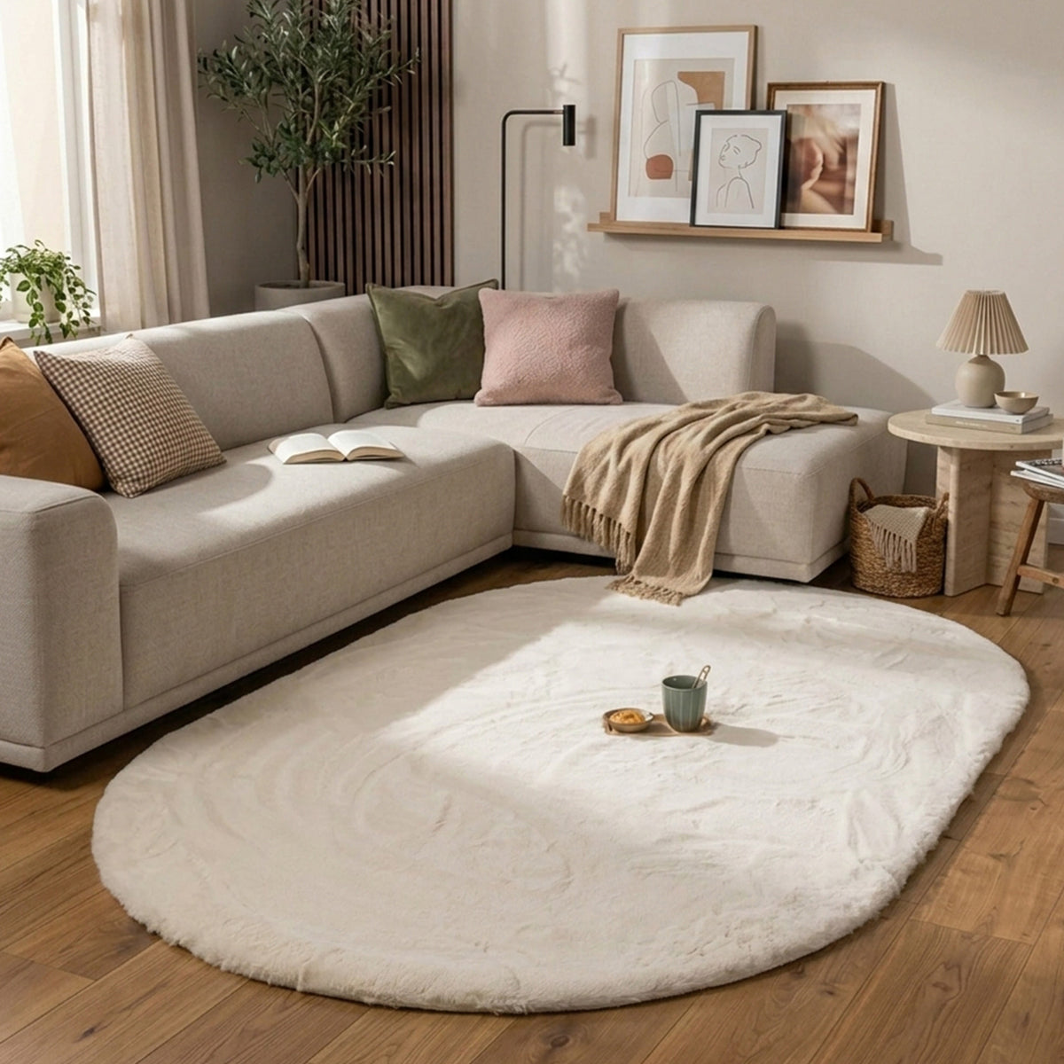 Tapis ovale à poils longs - Comfy Supreme Crème