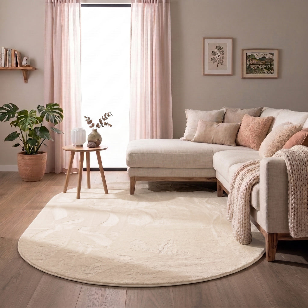 Ovaal laagpolig vloerkleed - Cozy Creme