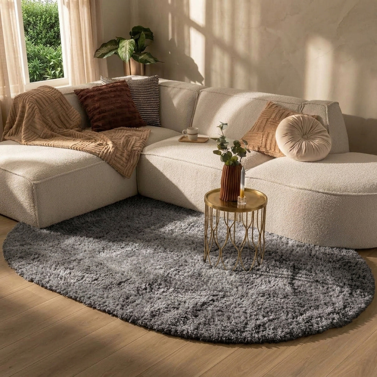 Tapis shaggy ovale - Blaze Gris