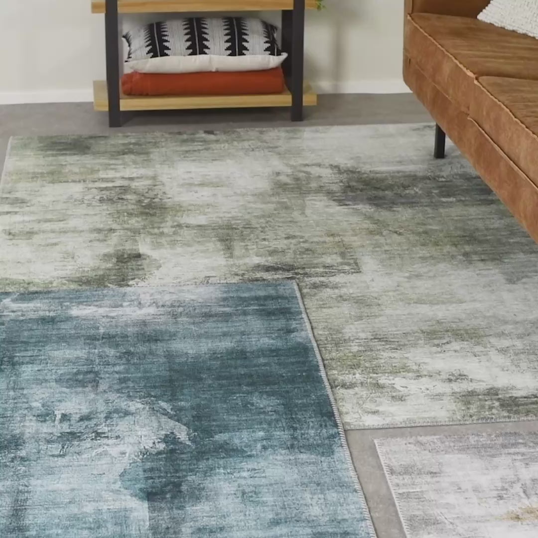 Modern Rug - Strong Brush Blue/Yellow