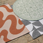 Round Outdoor Rug - Summer Azteca Mint