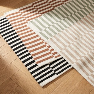 Katoenen vloerkleed - Dazzle Blocks Bruin/Wit