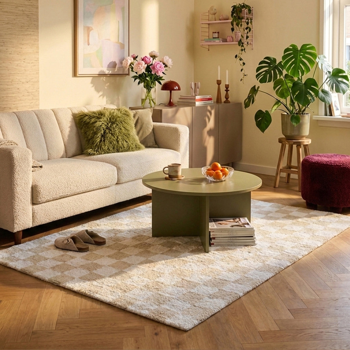 Retro vloerkleed - Gambit Creme/Wit