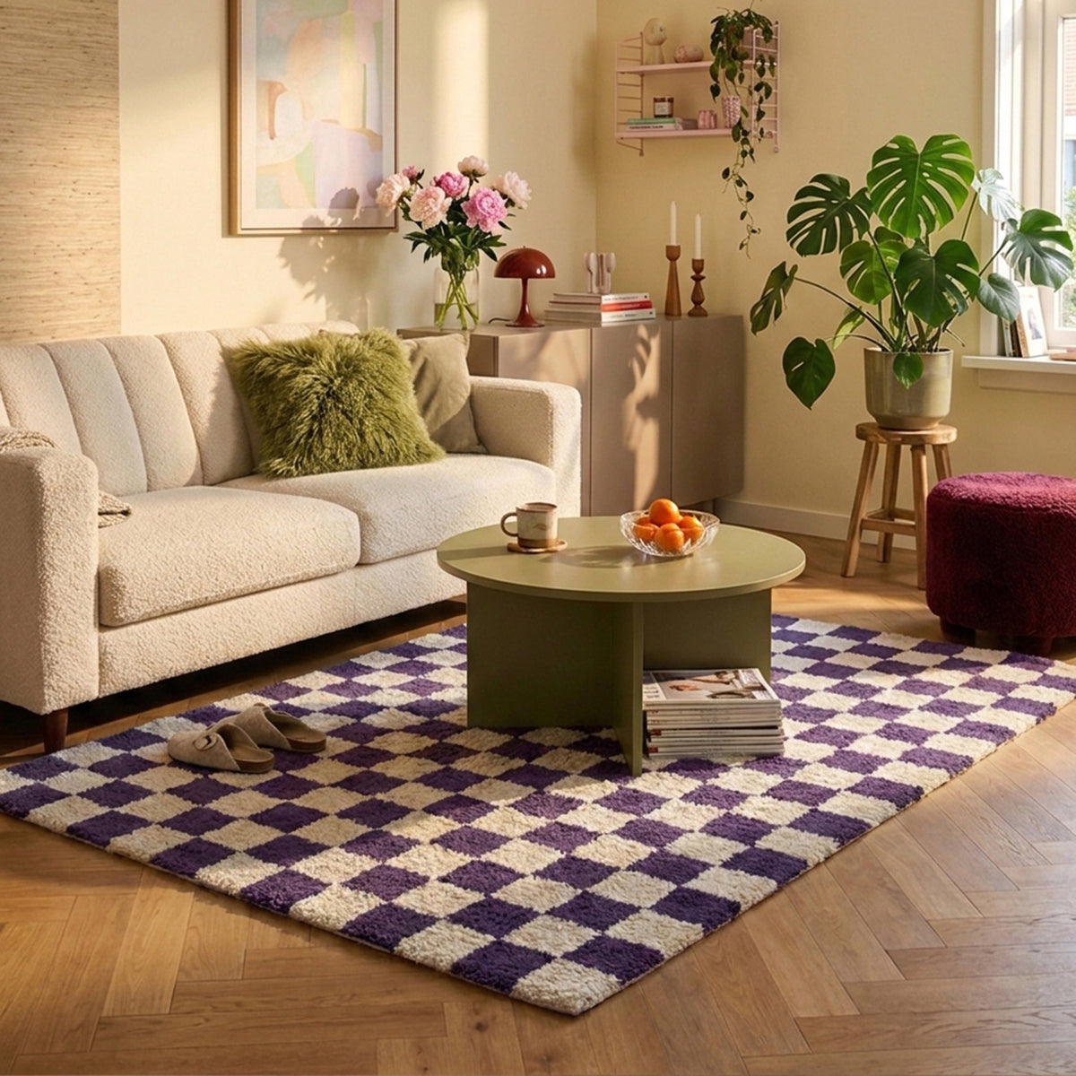 Tapis rétro - Gambit Violet/Blanc