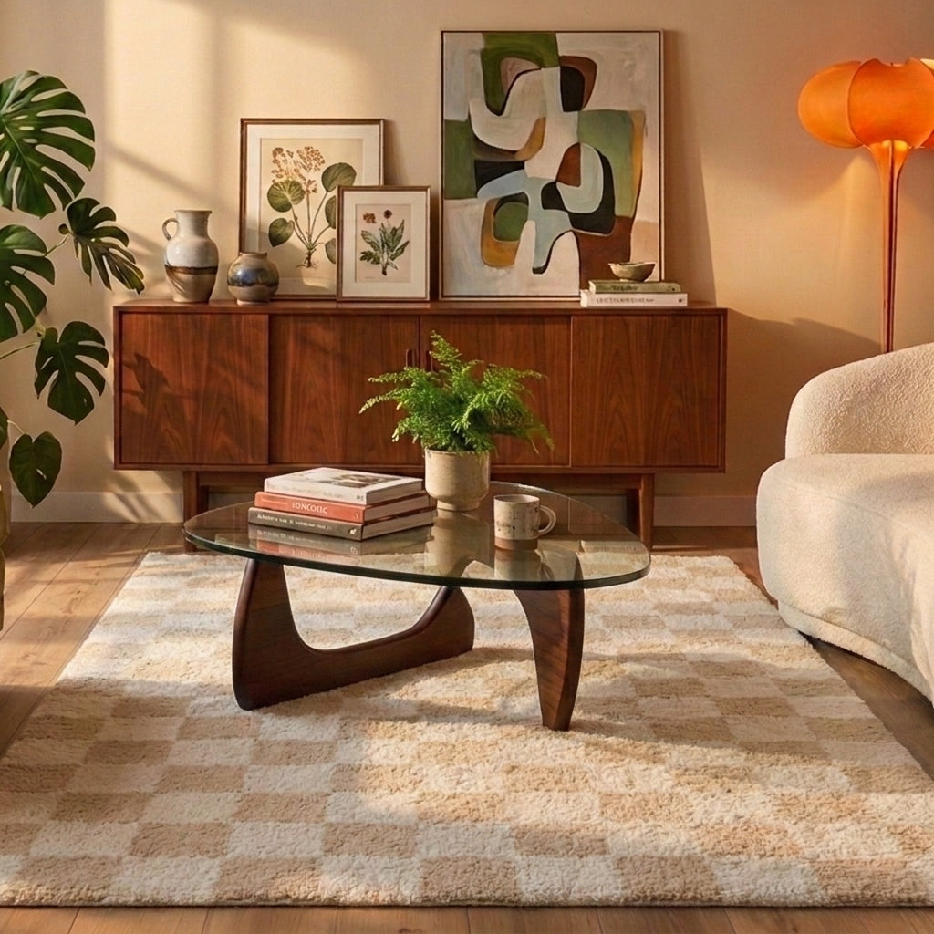 Tapis rétro - Gambit Crème/Blanc