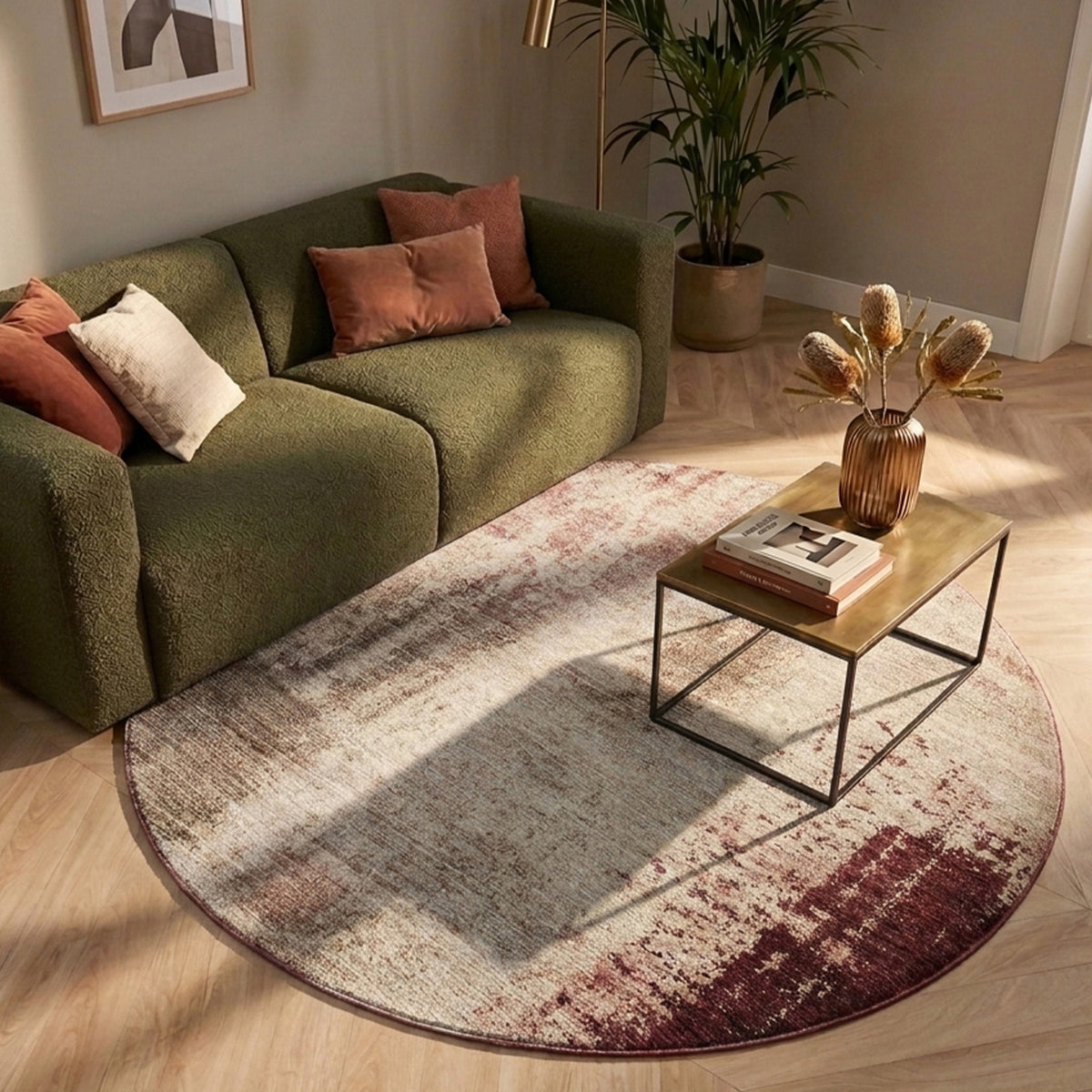 Rond abstract vloerkleed - Rusty Multicolour