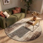 Rond abstract vloerkleed - Rusty Taupe