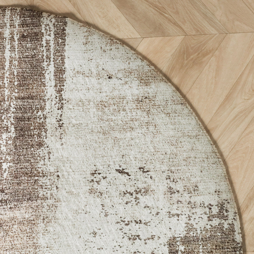Rond abstract vloerkleed - Rusty Taupe