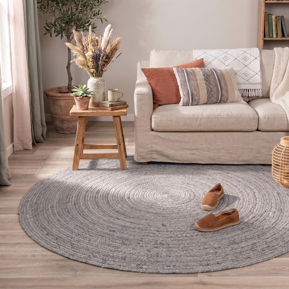 Jute vloerkleed - Fair Rond Grijs