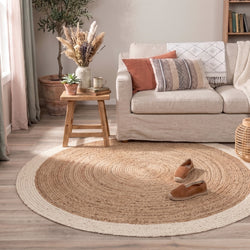 Jute vloerkleed - Fair Rond Naturel/Wit