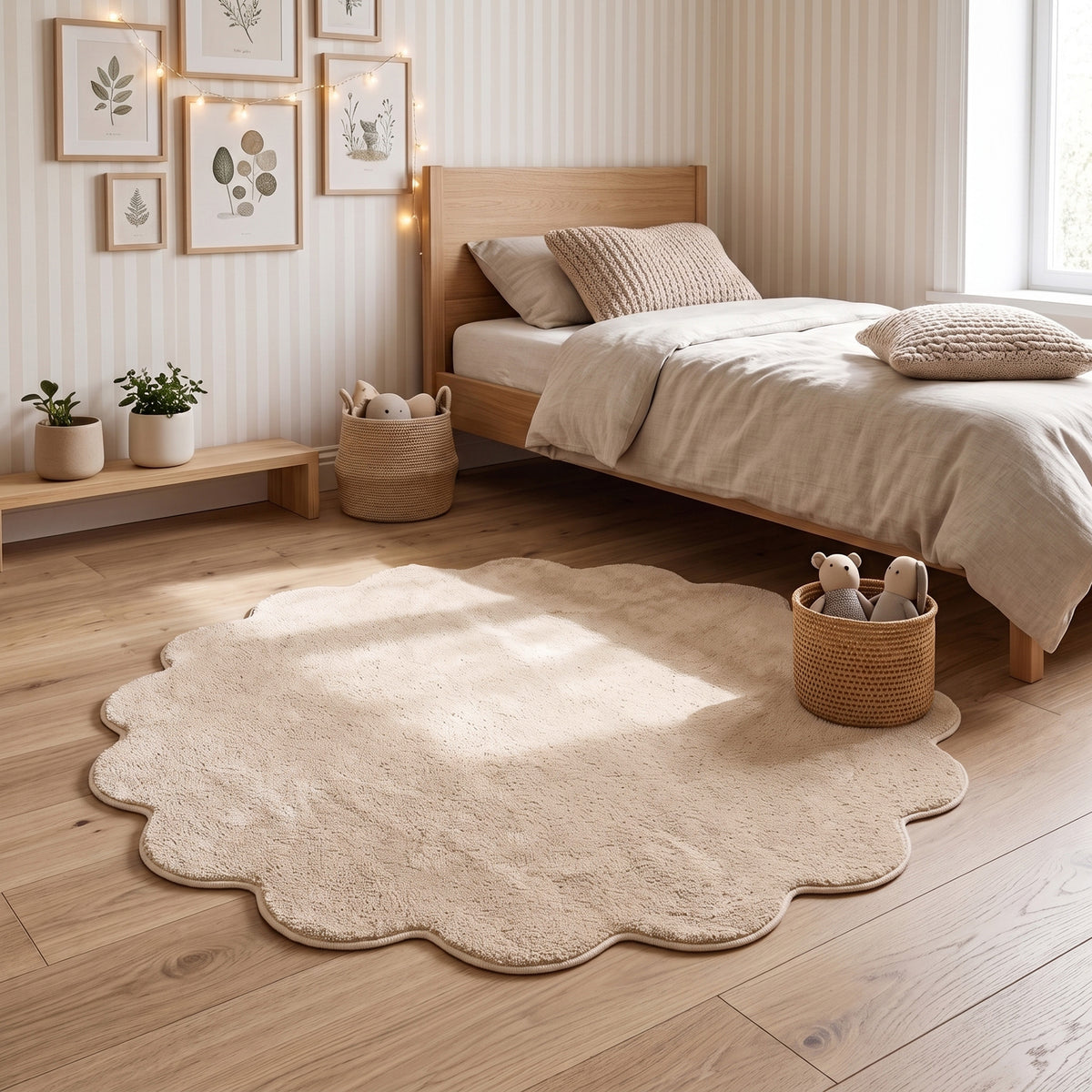 Rond wasbaar vloerkleed - Puck Beige