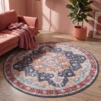 Rond Vintage vloerkleed - Azara Blauw/Rood