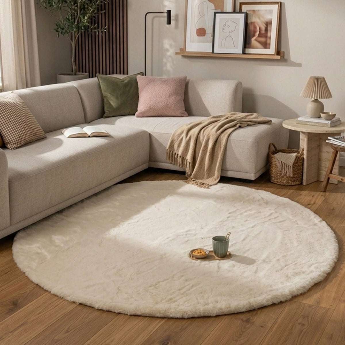 Rond Hoogpolig vloerkleed - Comfy Supreme Creme